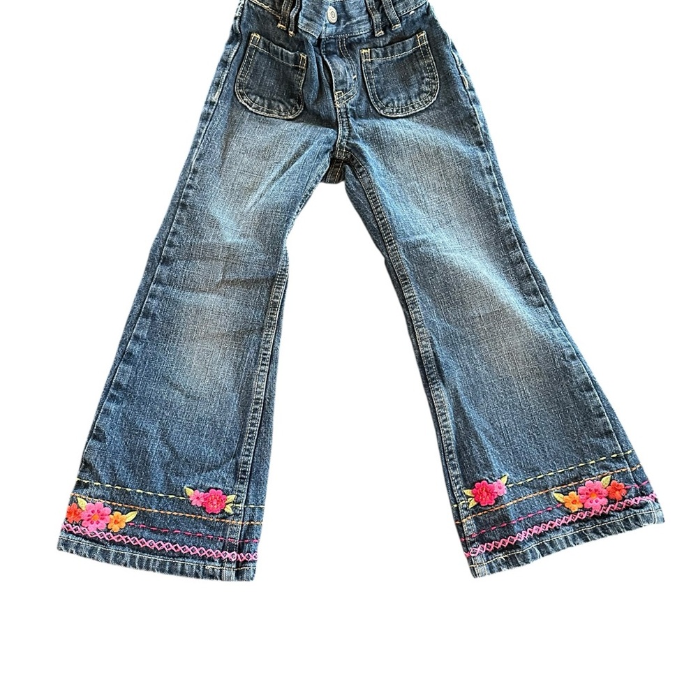 Gymboree Denim Jeans with Pink Floral Embroidery